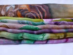 Re. 008 Grupo de pañuelos de seda, pintados a mano