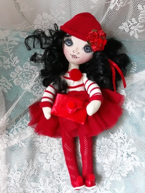 Muñeca de trapo vestido Rojo